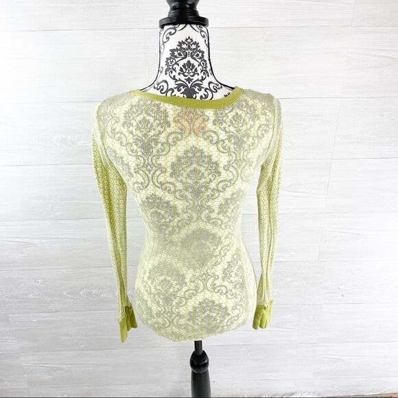 Free People Sheer Floral Ribbed Thermal Top - Picture 4 of 7